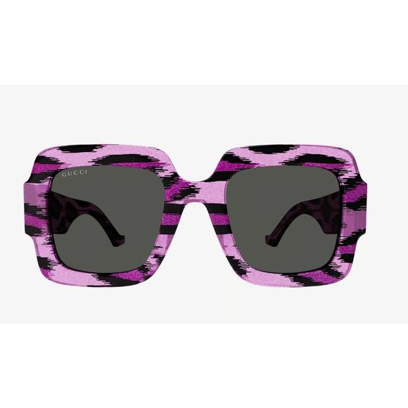 RETAIL $545 Gucci Oversized Purple Leopard Sunglasses*NEW in case*COA card cloth - Picture 2 of 5